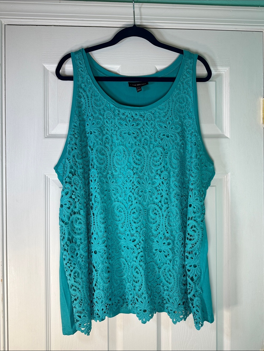 Lane Bryant Teal Crochet Lace Tank